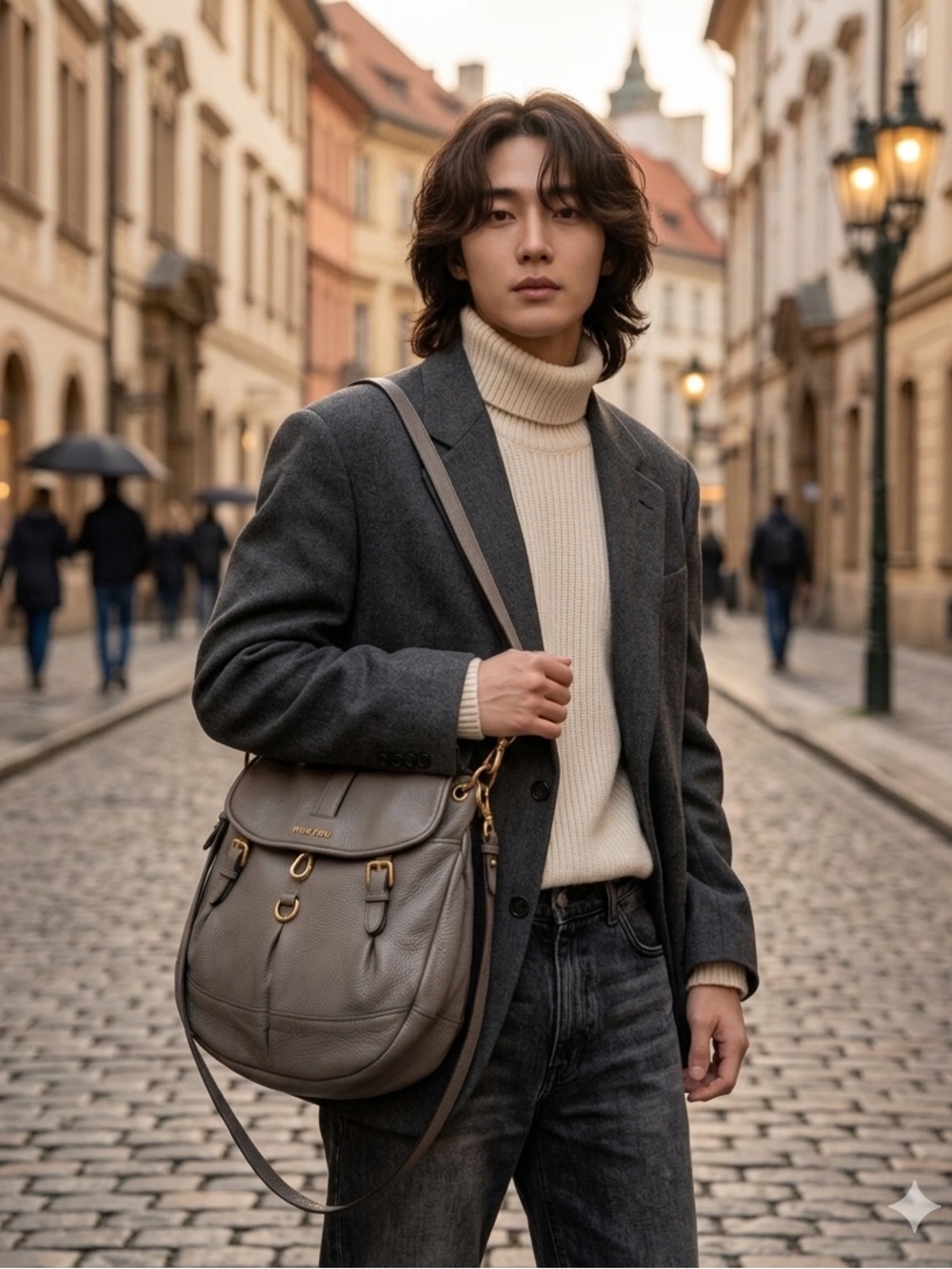 Miu Miu Taupe Pebbled Leather Hobo with Gold Hardware